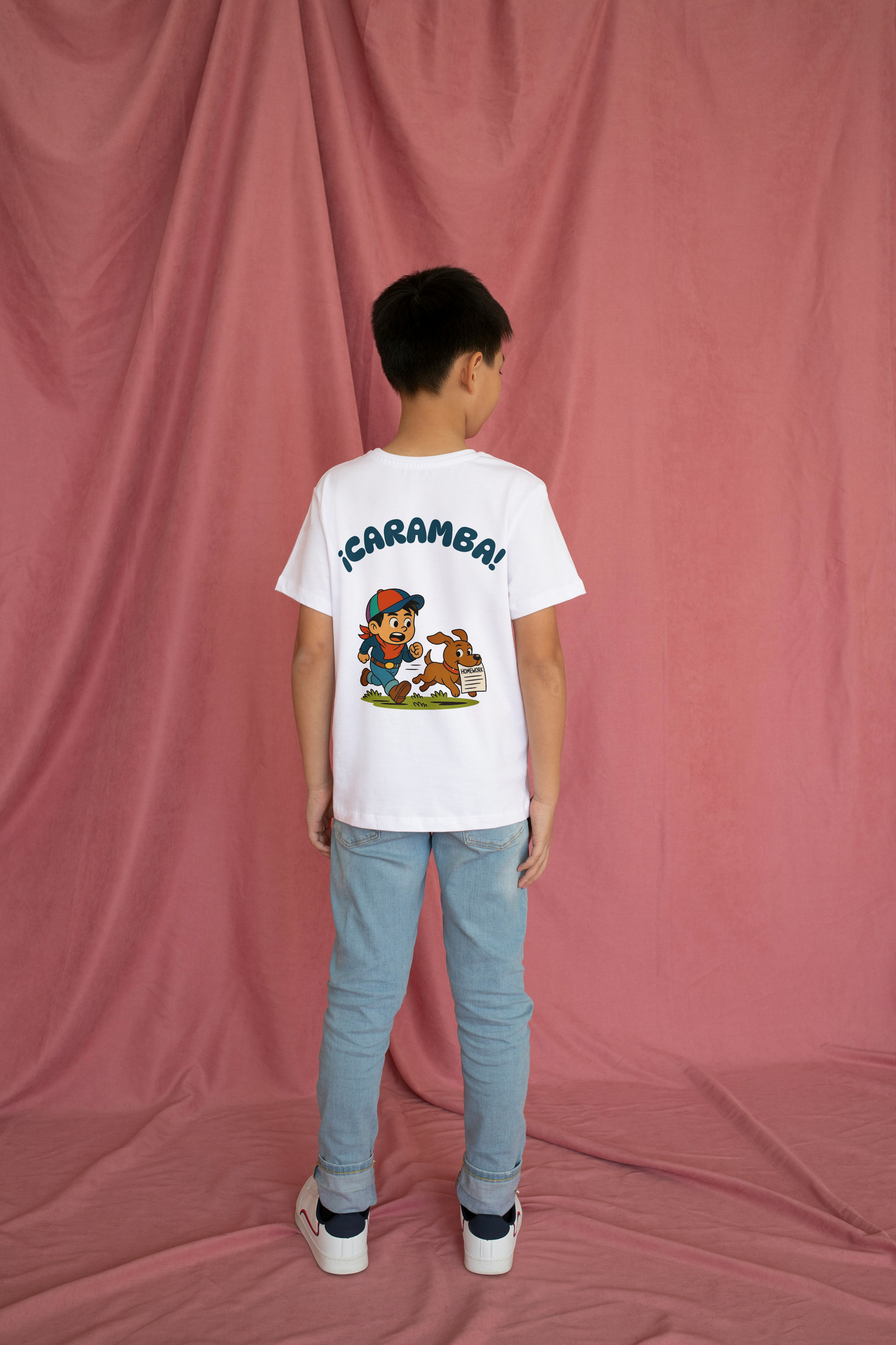 Dog Running with Homework Scene T-Shirt