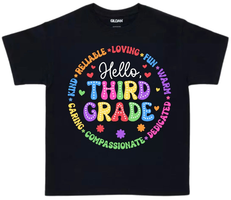 Hello School Grade Level Tees - Preschool to Fifth Grade