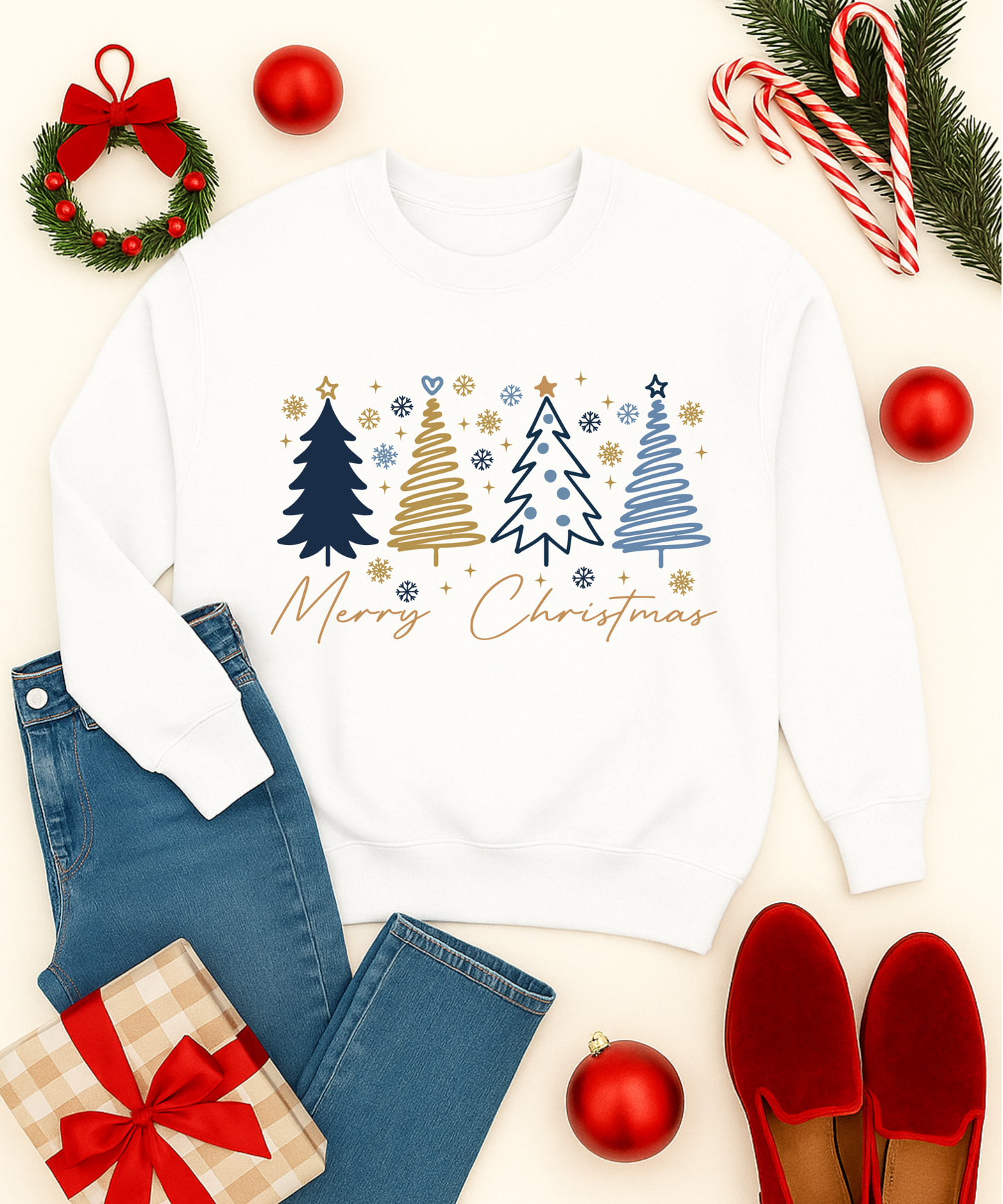 Navy & Gold Christmas Trees Top