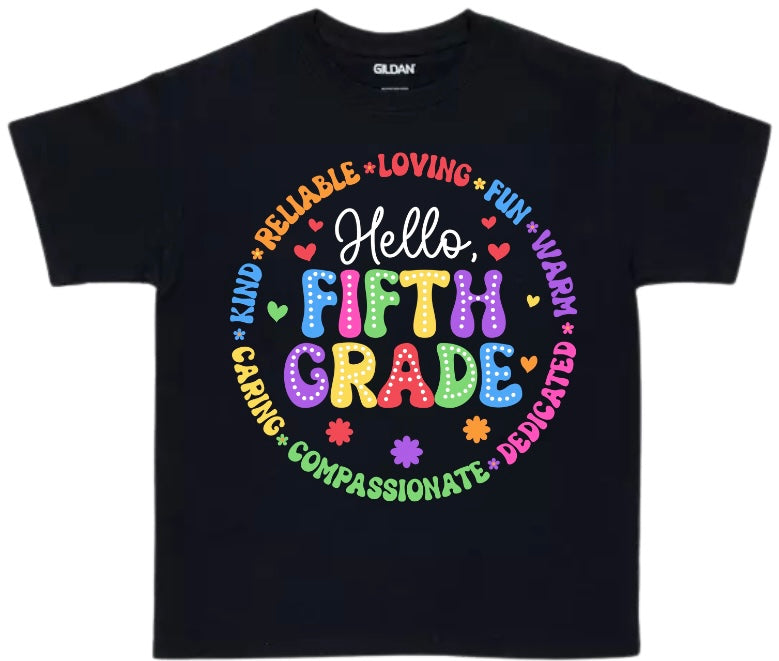 Hello School Grade Level Tees - Preschool to Fifth Grade