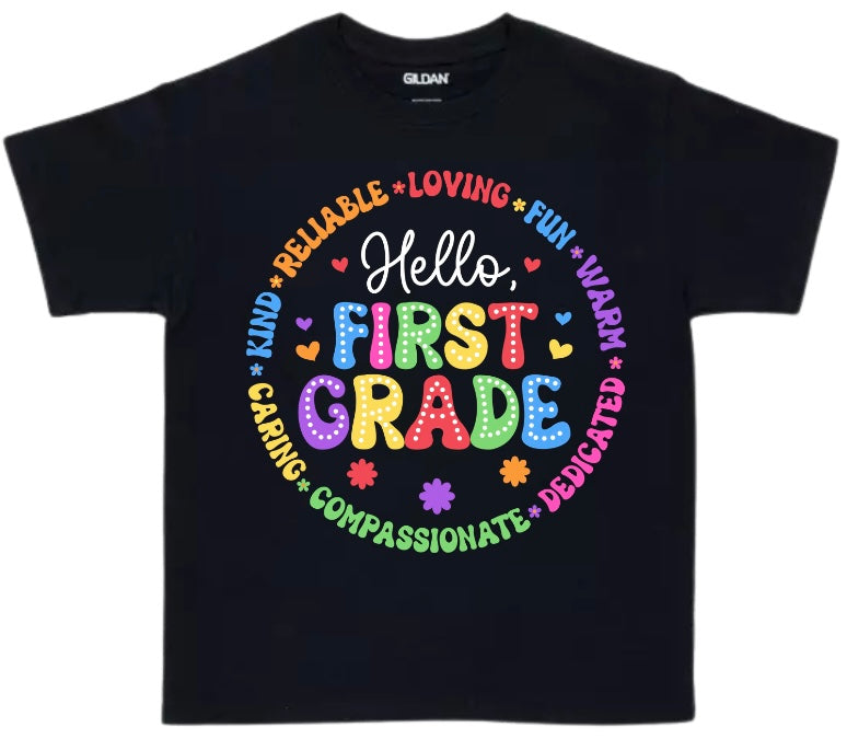 Hello School Grade Level Tees - Preschool to Fifth Grade